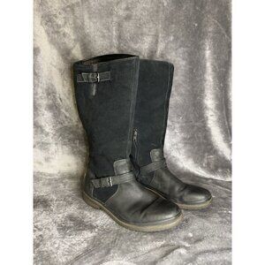 UGG Black Suede Leather Tall Boots Buckle Riding Women's Size 11